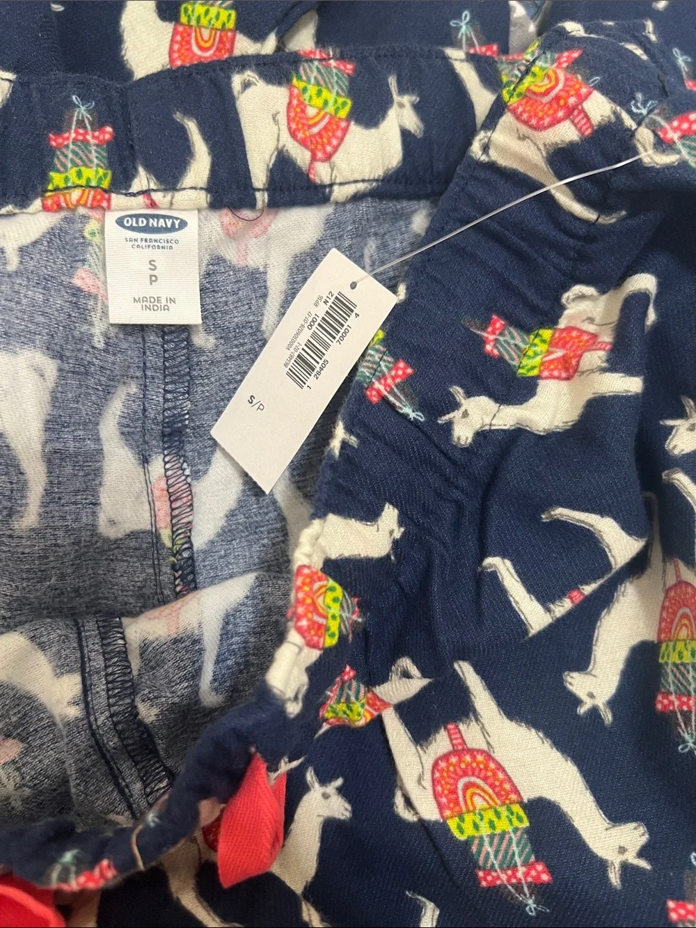 Old Navy Navy Camel Print Pajama Bottoms with Pink Drawstring